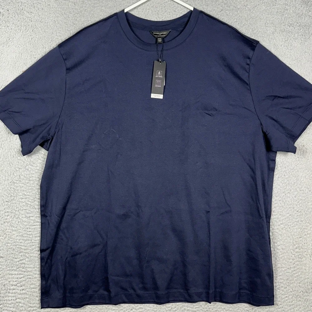 NEW Banana Republic T-Shirt Mens 2XL Navy Luxe Touch Performance Tailored Tee